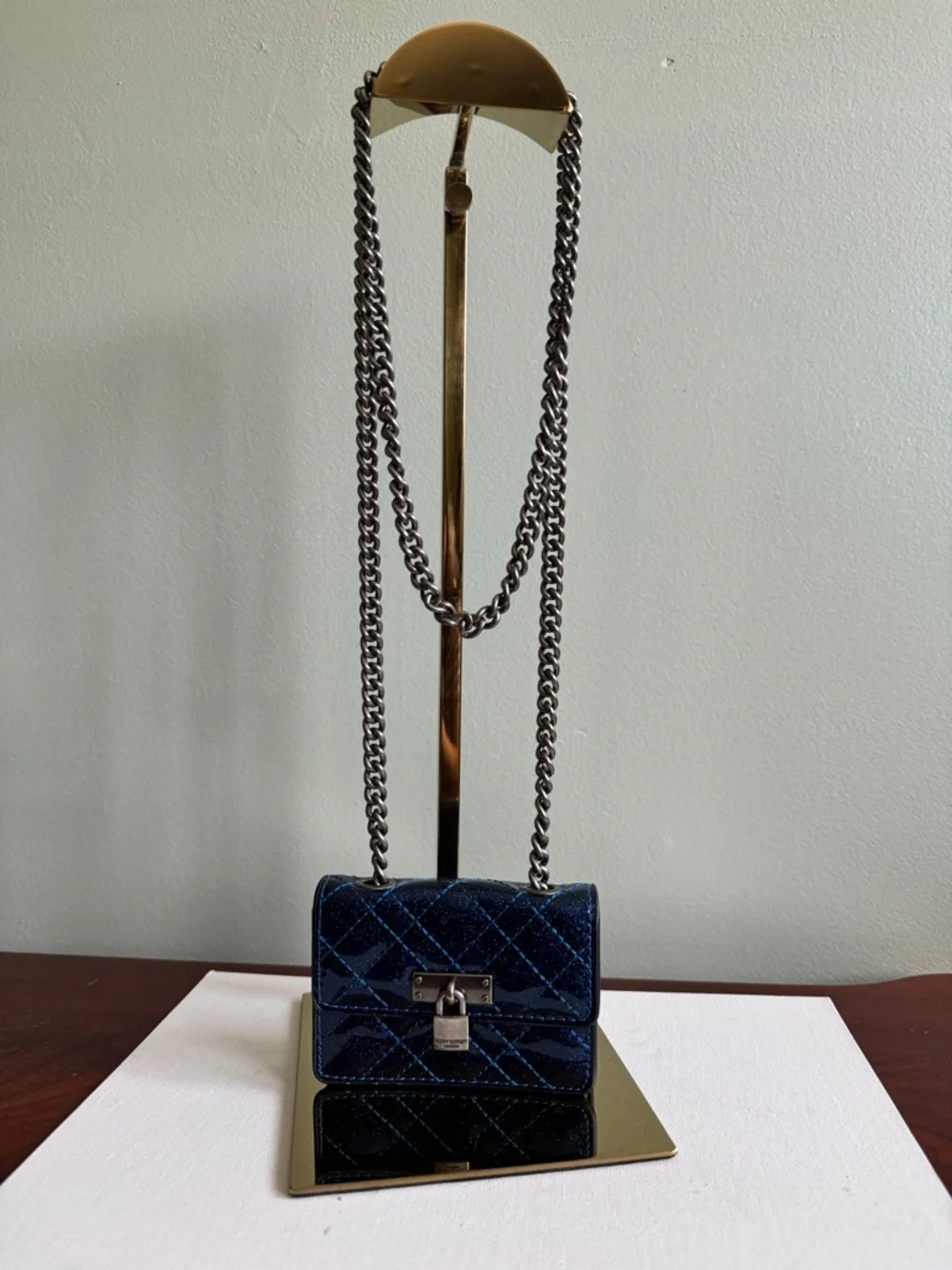 Kurt Geiger London Micro Braxton  Quilted Mini Shoulder Bag in Navy Blue,NWOT - Picture 9 of 10